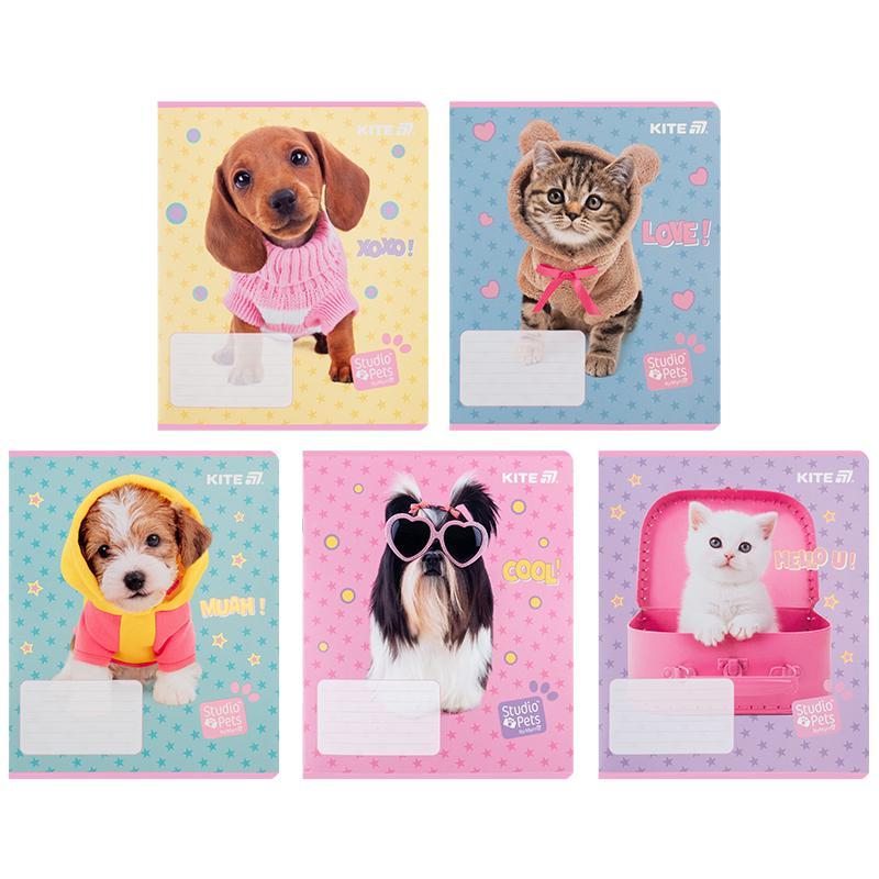Зошит Kite Studio Pets 12 арк. лінія гібр. лак + УФ лак мікс обкладинок (SP25-234)