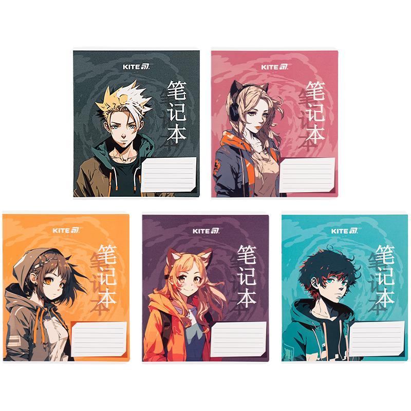 Зошит Kite Anime 18 арк. клітинка гібр. лак + УФ лак мікс обкладинок (K25-236-1)