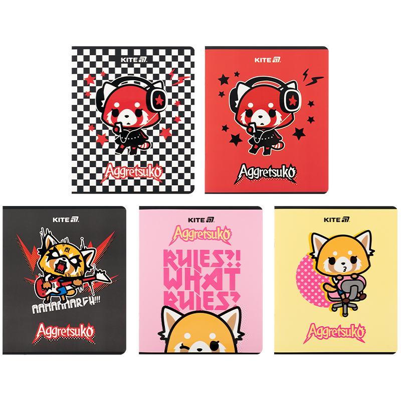 Зошит Kite Aggretsuko 24 арк. клітинка софт тач + УФ лак мікс обкладинок (AR25-238)