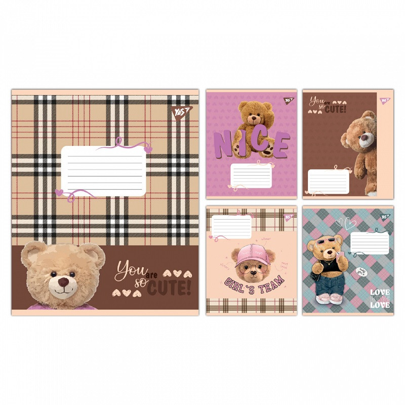 Зошит YES You are cute 12 арк. коса лінія мікс дизайнів (767893)
