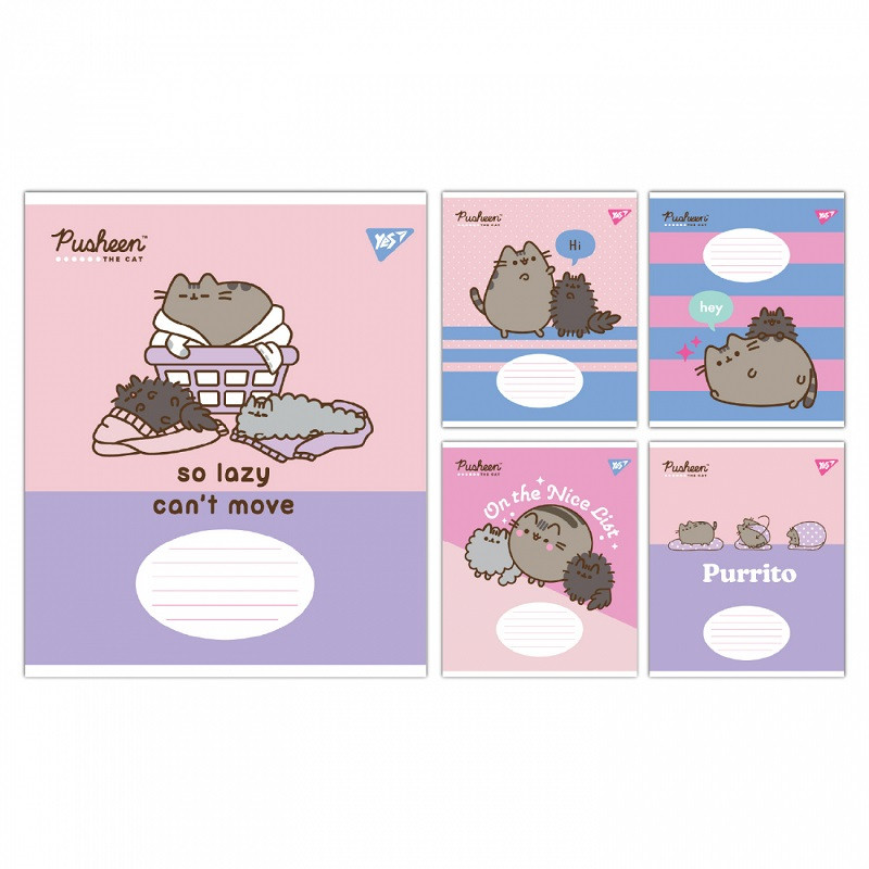 Зошит YES Pusheen The Cat 18 арк. клітинка мікс дизайнів (767615)