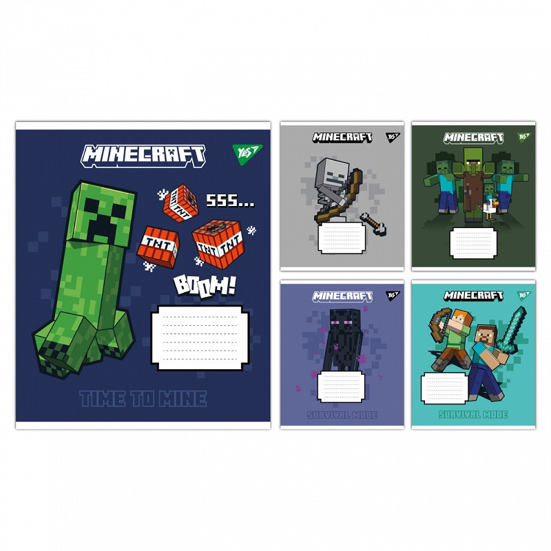 Зошит YES Minecraft Signs 24 арк. лінія мікс дизайнів (767562)