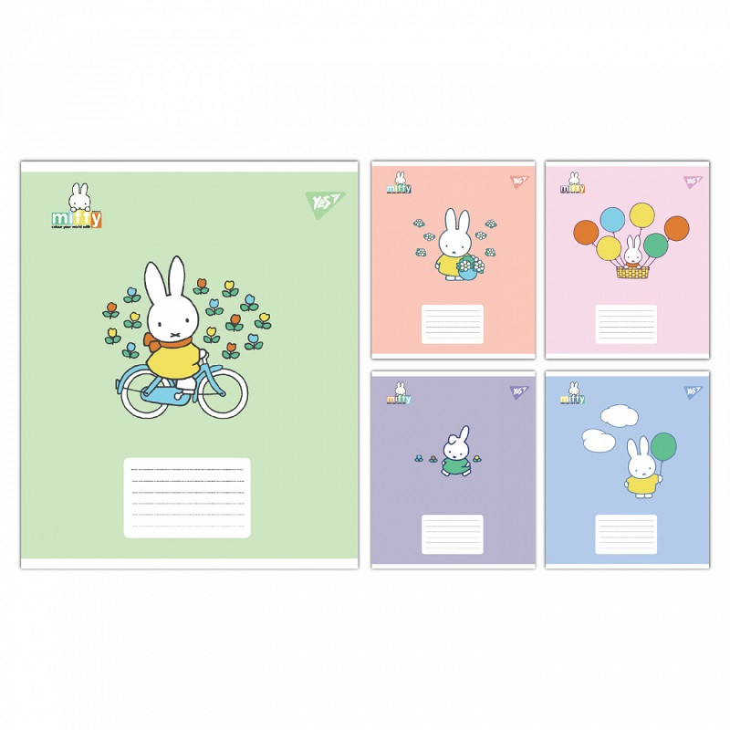 Зошит YES Miffy Playfull 12 арк. коса лінія мікс дизайнів (767633)