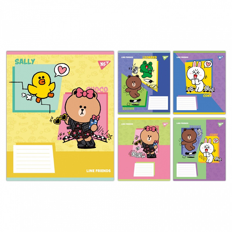 Зошит YES Line Friends Funny 24 арк. клітинка мікс дизайнів (767643)