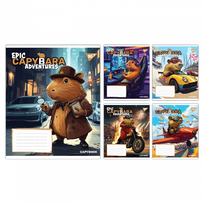 Зошит YES Epic Capybara 24 арк. клітинка мікс дизайнів (767796)