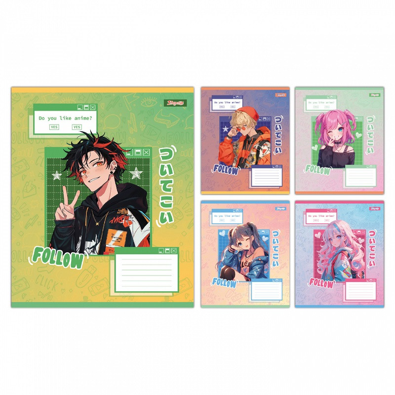 Зошит 1 Вересня Follow Anime 12 арк. коса лінія мікс дизайнів (768121)