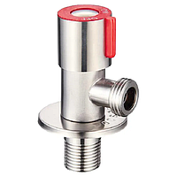 Кран для підключення сантехприладів з нерж. ст. SUS304 (червоний) ZERIX VAL-02-1/2x1/2 (ZX5611)