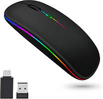 Бездротова мишка Vickey Bluetooth 5.2 + 2.4GHz з LED підсвіткою, перезаряджувана, тиха, для ноутбука та ПК, 1600 DPI