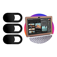 Шторка веб-камери захисна кришка наліпка для ноутбука телефона планшета чорна 3 шт.