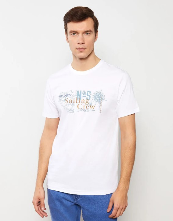 Біла чоловіча футболка LC Waikiki/ЛС Вайкікі з принтом. фірмова Туреччина