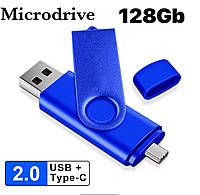 Флешка USB 128 Gb Microdrive LANSTEN 2 в 1 Type-C USB для телефону та комп'ютера Флешка 128 Гб Мікродрайв