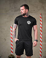 Тактичний літній костюм Safari Coolmax футболка шорти чорний чоловічий літній спортивний костюм