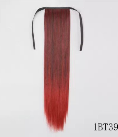 Шиньйон прямий хвіст на стрічці омбре червоний (SHL-1B39), фото 1