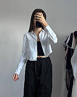 Женская укороченная рубашка с длинным рукавом