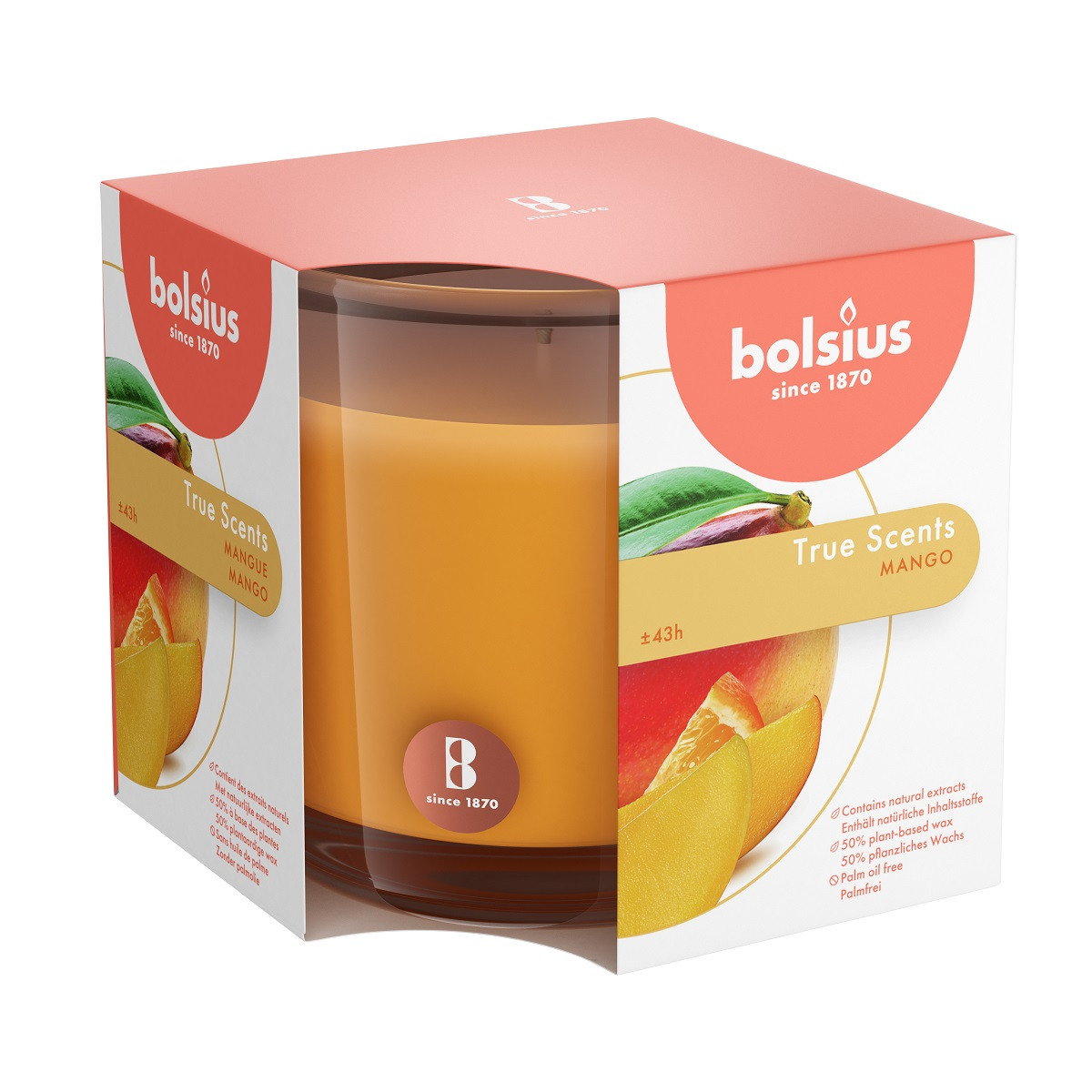 Ароматична свічка у склі манго 10 см 43 години 95-101Б (0410 MAN)