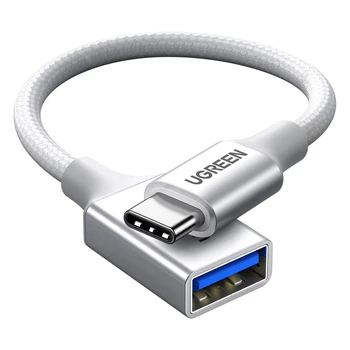 Кабель Ugreen Type-C to USB 3.0 OTG адаптер у нейлоновому обплетенні 15 см White (US378), фото 1