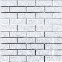 Самоклеюча 3D панель 700х770х3мм Біла цегла смужка срібло (100-3) SW-00000752