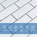 Самоклеюча 3D панель 700х770х3мм Біла цегла смужка срібло (100-3) SW-00000752, фото 4
