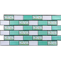 Декоративна ПВХ панель 960х480х4мм Цегла зелений орнамент SW-00001429