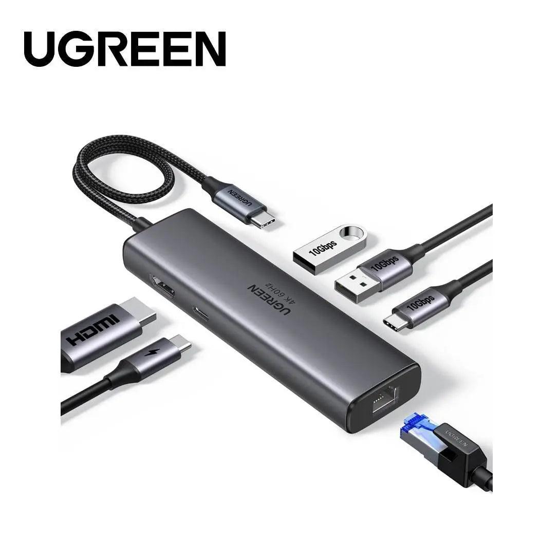 USB-концентратор UGREEN 6-in-1 Multifunctional USB-C Hub HDMI USB-A 3.2+USB 3.2 C+RJ45+ 100W PD Grey (CM512), фото 1