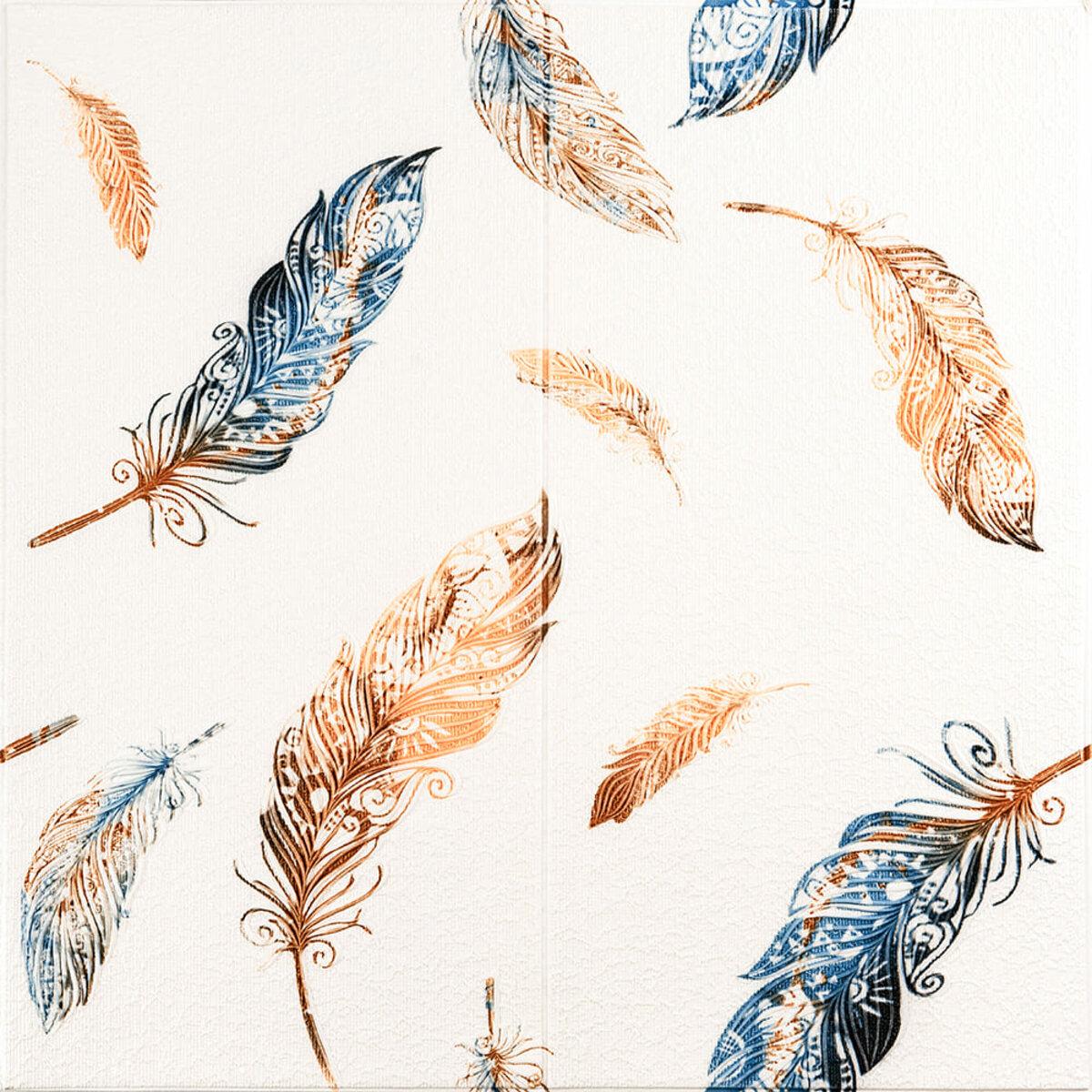 Панель стінова 3D 700х700х4мм Пір'я різнокольорове SW-00002001, фото 1