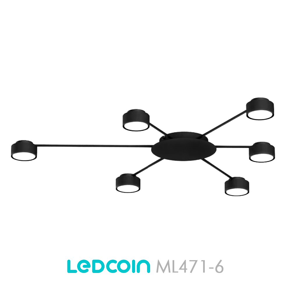 Люстра ML471-6 чорна Ledcoin на 6 ламп GX53 (стельовий світильник під змінні LED лампи) 790х755х55мм, фото 1