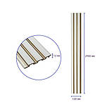 Рейка декоративна PS 2900х120х12мм Під білу шкіру із золотом SW-00002130, фото 3