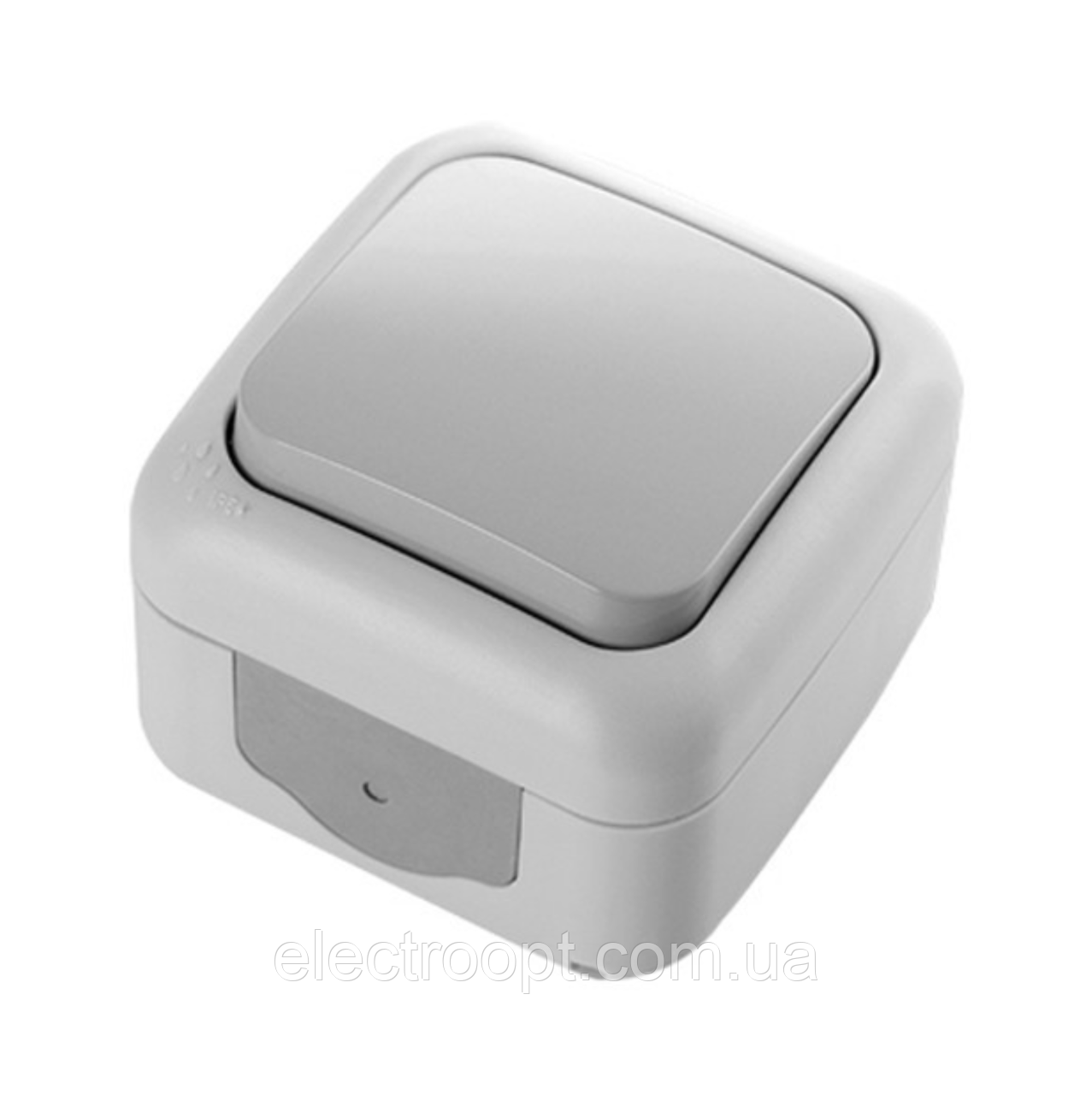 Вимикач 1 кл. вологозахисний зовнішній VIKO Palmiye IP54 (сірого кольору)