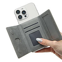 Кардхолдер (картхолдер) магнітний Leather Wallet з підставкою, тримач для карток сірий
