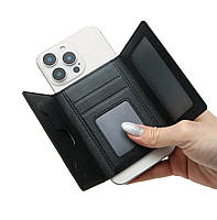 Кардхолдер (картхолдер) магнітний Leather Wallet з підставкою, тримач для карток чорний