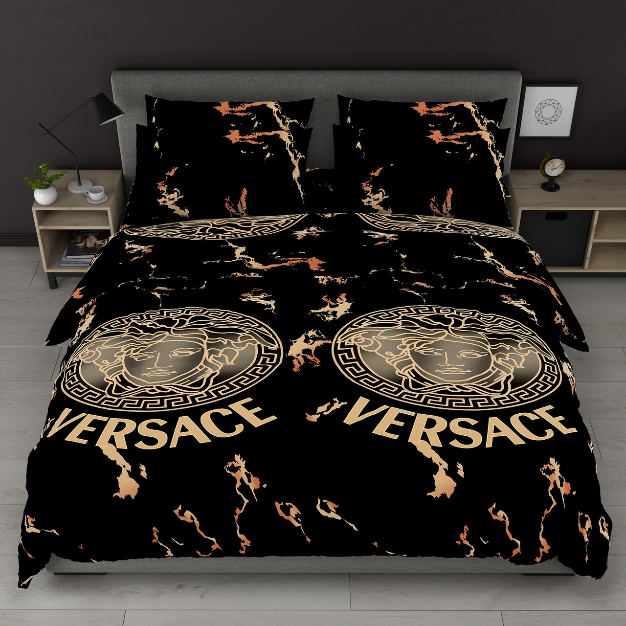 Підковдра на блискавці 145х215 (Бязь) | Полуторна підковдра від виробника "Королева Ночі" | Бренд на чорному, фото 1