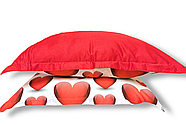 Постільна білизна Королева Ночі (Сатин Premium) | Полуторний комплект | 50х70 | Серця на білому та червоному, фото 4