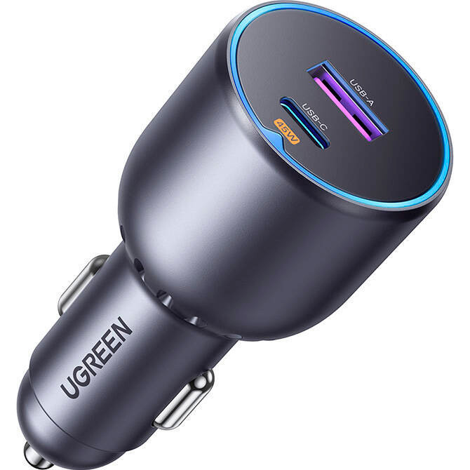 Автомобільний зарядний пристрій Ugreen 63W USB-C USB-A PD3.0 QC3.0 Car Charger Gray (EC701), фото 1