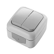 Вимикач 2 кл. вологозахисний зовнішній VIKO Palmiye IP54 (сірого кольору)