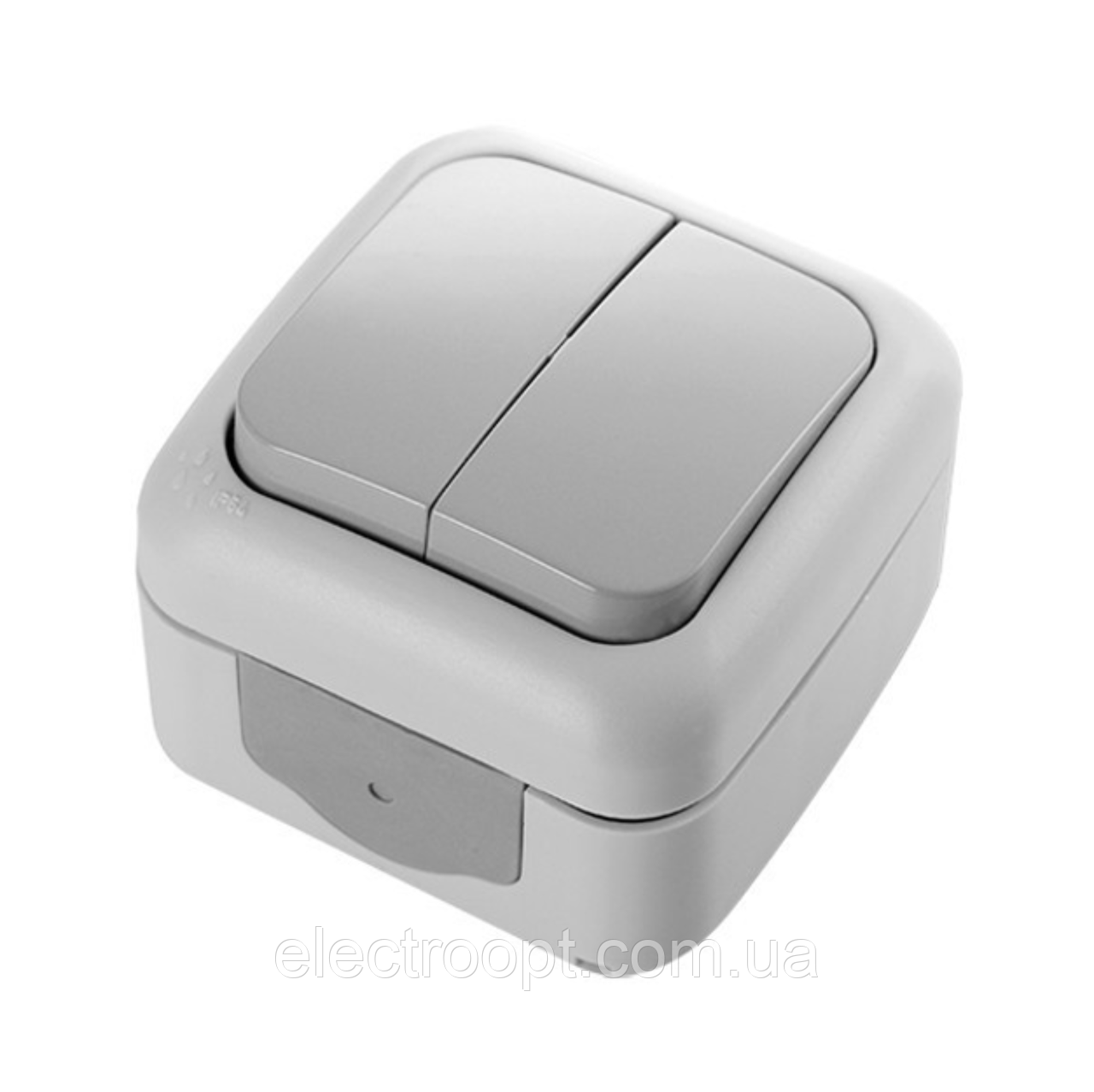 Вимикач 2 кл. вологозахисний зовнішній VIKO Palmiye IP54 (сірого кольору)