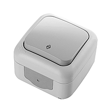 Вимикач прохідний 1 кл. вологозахисний зовнішній VIKO Palmiye IP54 (сірого кольору)