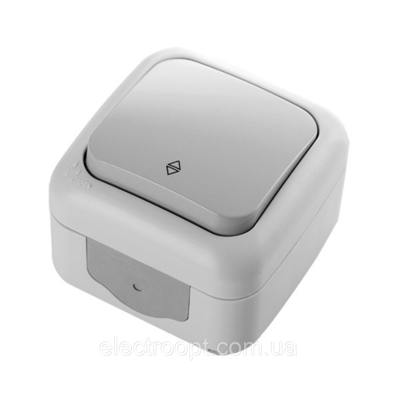 Вимикач прохідний 1 кл. вологозахисний зовнішній VIKO Palmiye IP54 (сірого кольору)