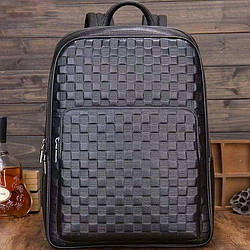 Рюкзак чоловічий шкіряний. Чорний міський рюкзак для ноутбука та документів Tiding Bag 13292