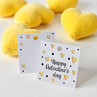 Бірка на День закоханих (50х50мм.) "Happy Valentine's day"