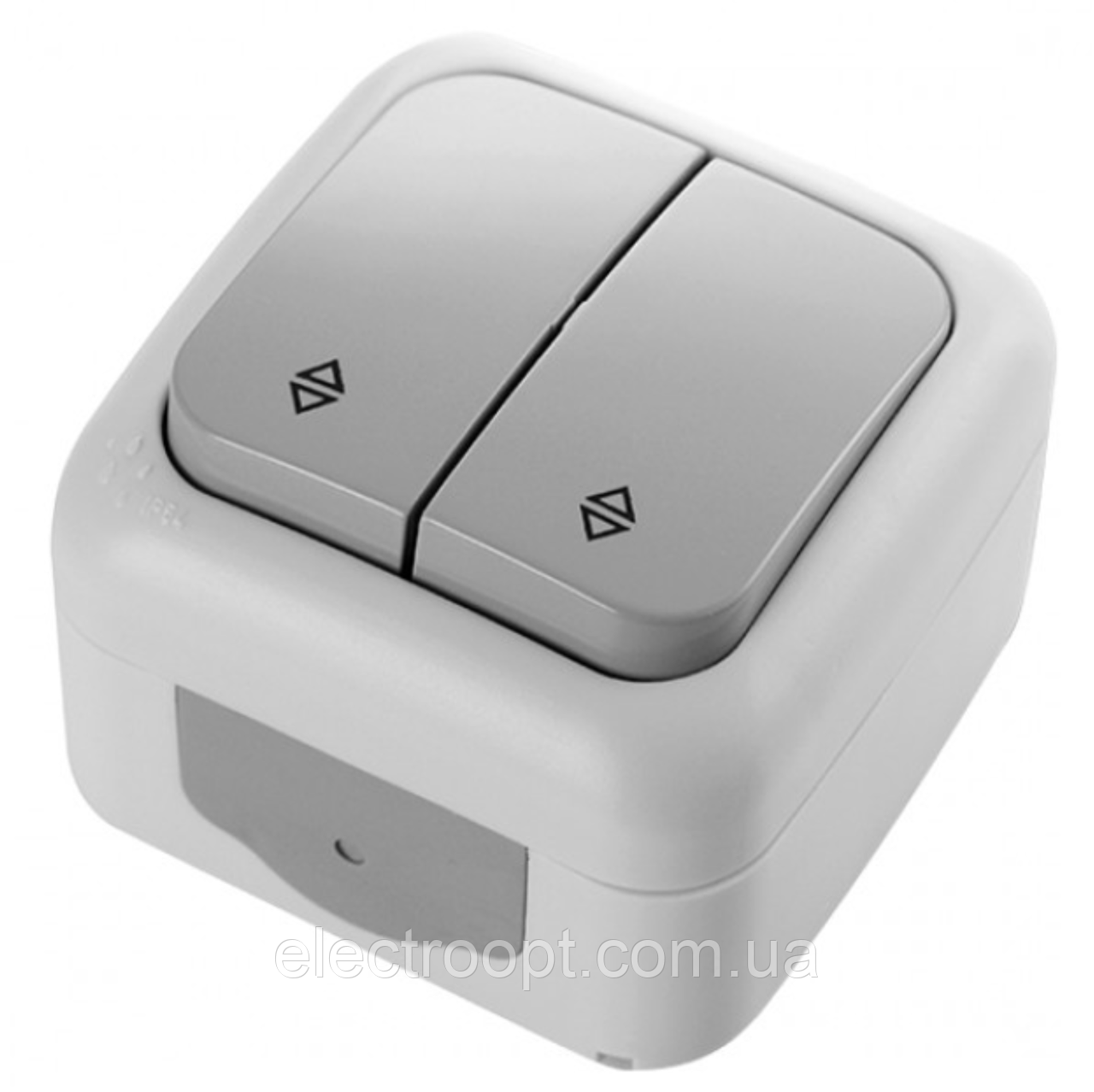 Вимикач прохідний 2 кл. вологозахисний зовнішній VIKO Palmiye IP54 (сірого кольору)