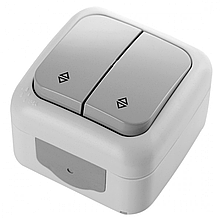 Вимикач прохідний 2 кл. вологозахисний зовнішній VIKO Palmiye IP54 (сірого кольору)