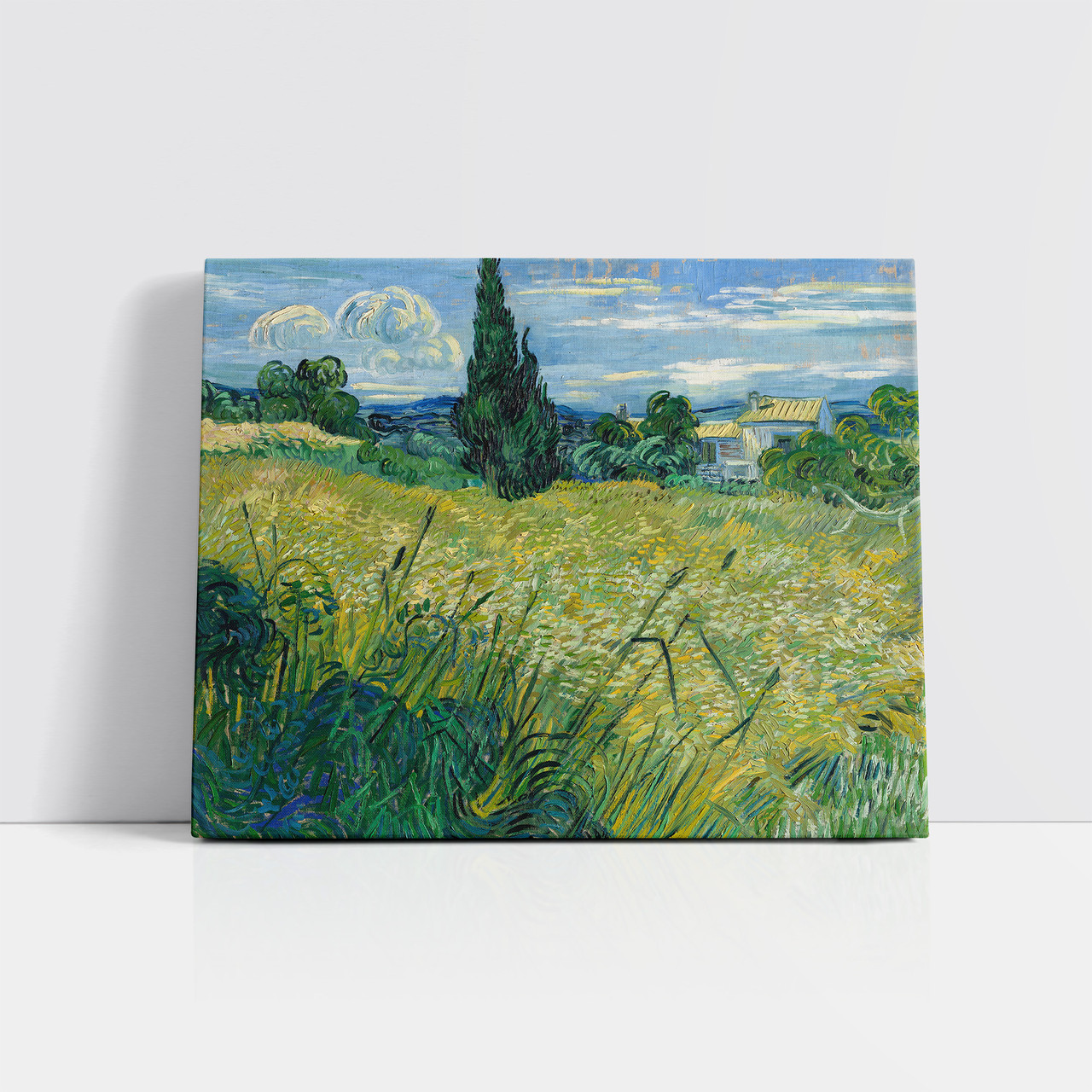 Картина на полотні "Ван Гог - Зелене пшеничне поле з кипарисом, Vincent van Gogh, Green Field", 48×60см