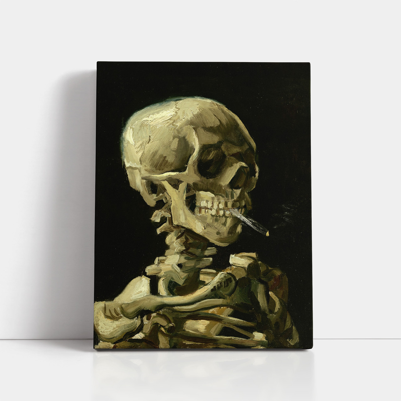 Картина на полотні "Вінсент ван Гог - Череп з цигаркою, Vincent van Gogh, Head of Skeleton", 60×45см