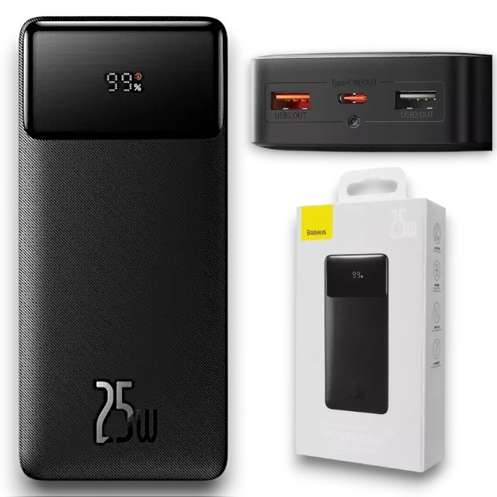 Зовнішній акумулятор Power Bank Baseus Bipow 20000 мАг 25W QC3.0+PD3.0 з LED-дисплеєм, швидка зарядка