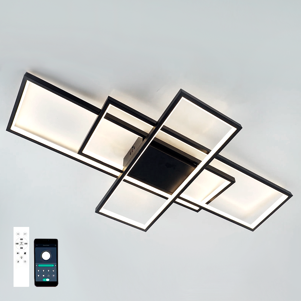 Смарт люстра Esllse SVEN 110W 3S SMART LED APP чорна 5500Лм 900x500x80мм світлодіодна з пультом і додатком для смартфону