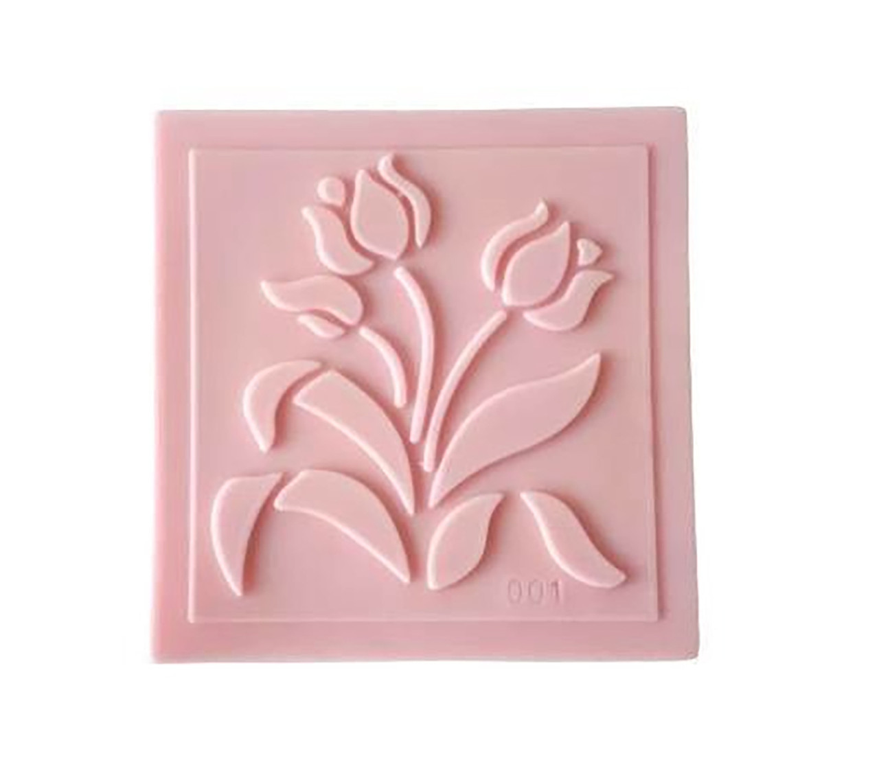 Силіконовий штамп для мастики "Тюльпани" (модель 001), 6.6х6.6 см