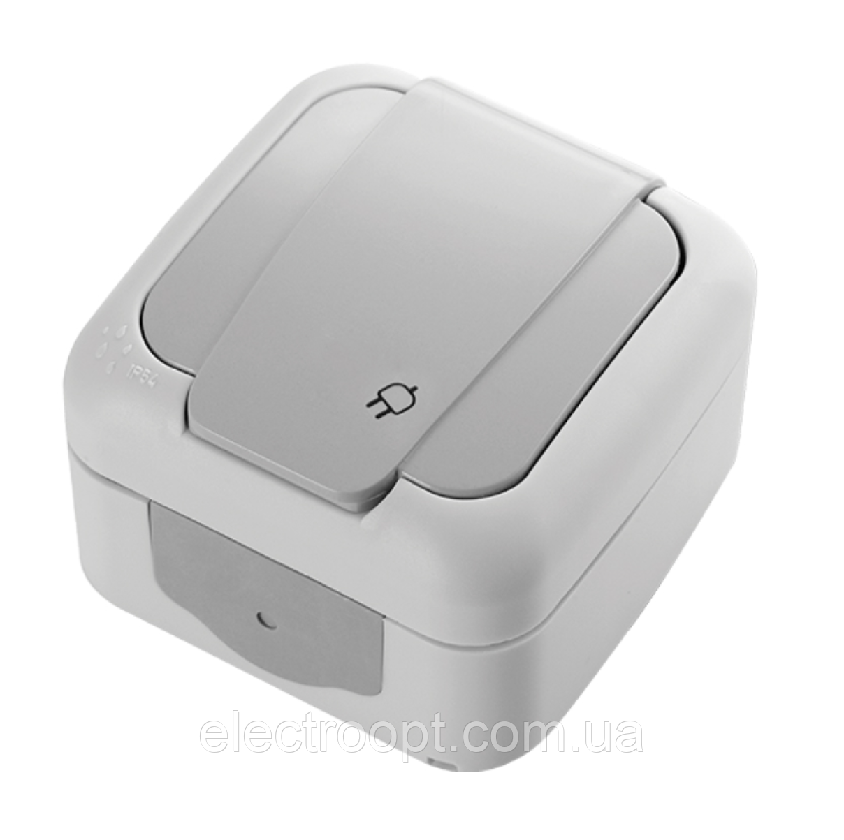 Розетка із заземленням та кришкою зовнішня вологозахищена VIKO Palmiye IP54 (сірого кольору)