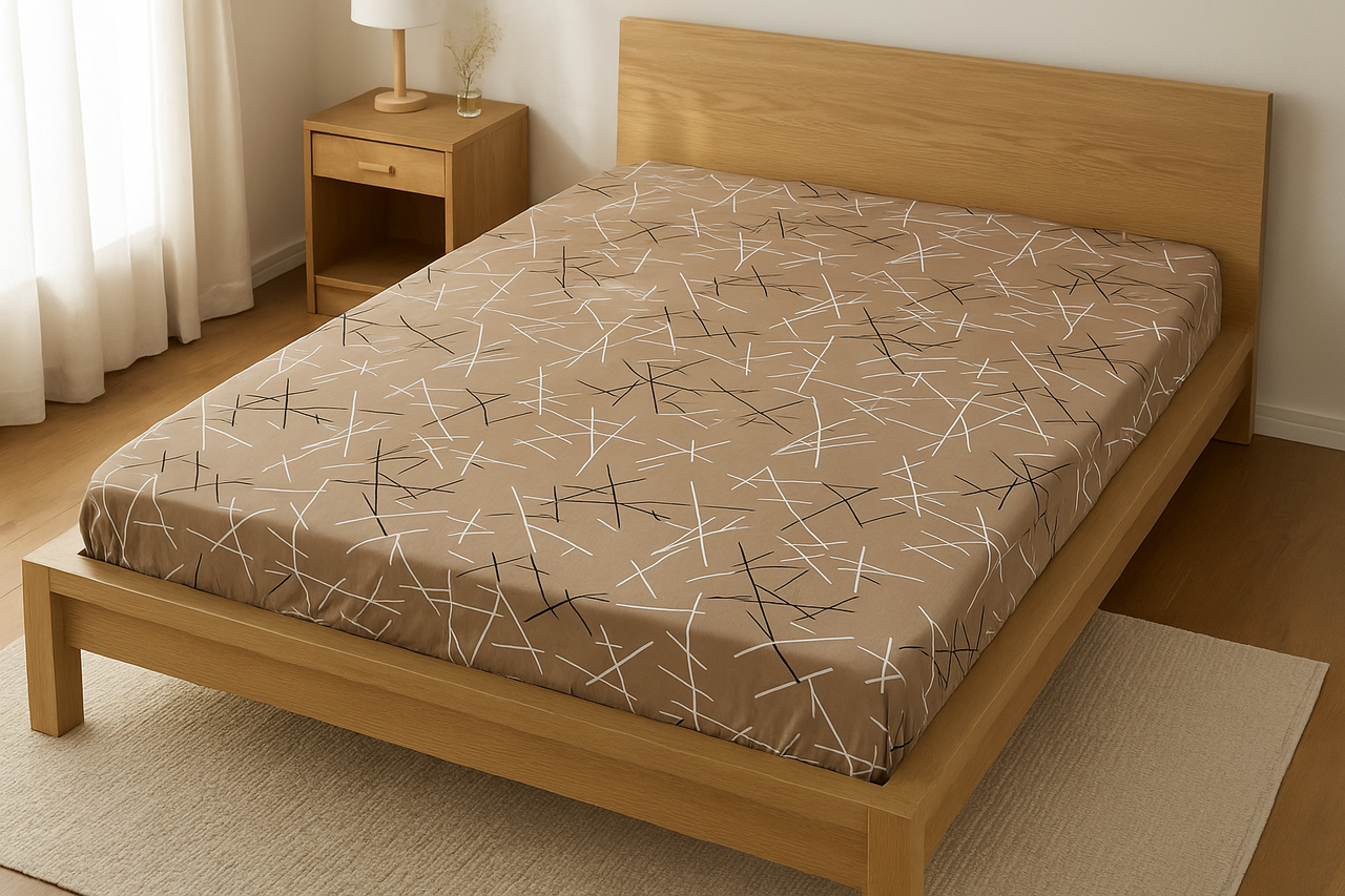 Простирадло на резинці двоспальне "Broken lines" | Поліестер 160х200 см, фото 1
