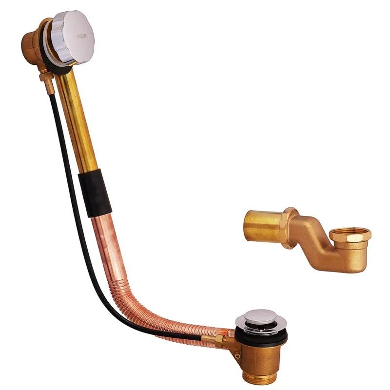 Сифон для ванни Koer BD-02-01 з переливом "напівавтомат", латунь (KR5195), фото 1