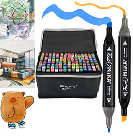 Набір двосторонніх маркерів для скетчингу на спиртовій основі Touch Bool 262 шт Black (9369)